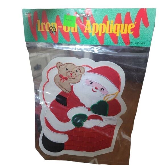 Vintage Santa Claus On Chimney iron on applique Westwater Enterprises 9" Tall - Picture 1 of 2